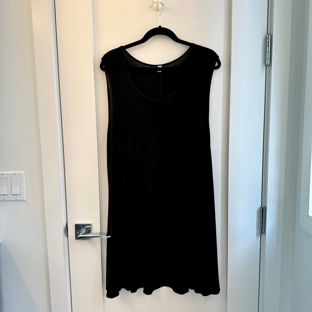 Green pea Black sleeveless tank swing dress